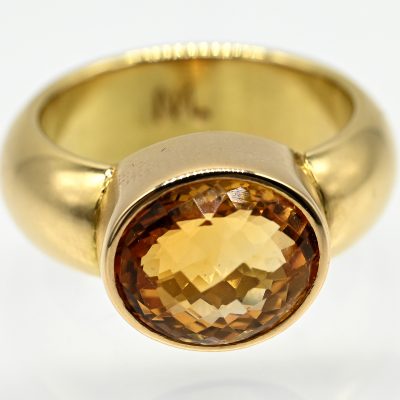 Los Nr. 104 Goldener Ring mit Citrin, Goldschmiedearbeit, Hamburg, 21. Jh.