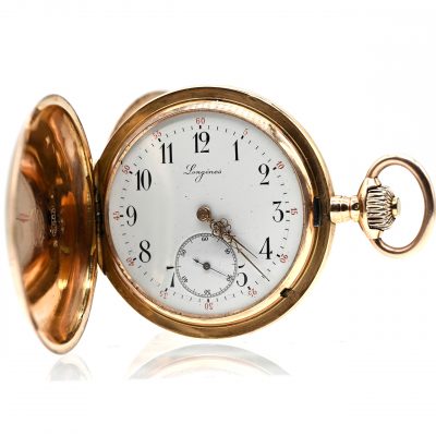 Los Nr. 127 Goldene Savonette-Herrentaschenuhr, bez. Longines, erworben in Berlin 1899