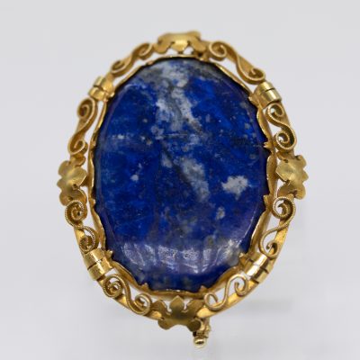 Los Nr. 014 Brosche mit Lapislazuli, Goldschmiedearbeit, 1970er Jahre