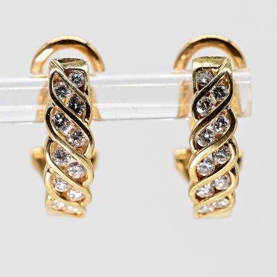 Los Nr. 170 Paar goldene Creolen mit zus. 22 Brillanten, zus. ca. 0,57 ct, 90er Jahre