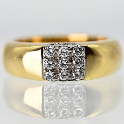 Los Nr. 183 Massiver Ring mit 18 Brillanten, zus. ca. 0,42 ct (lt. Gravur), 90er Jahre