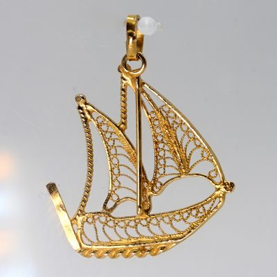 Los Nr. 001 Goldener Filigran-Anhänger „Dau-Segler“, Goldschmiedearbeit, 1970er Jahre