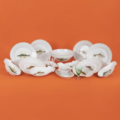 Los Nr. 245 Fischservice für 6 Personen plus Gäser, Richard Ginori, Italien, 20. Jahrhundert