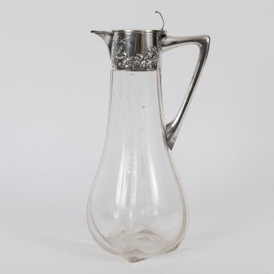 Los Nr. 290 Henkelkaraffe mit Silbermontierung im Jugendstil, Wilhelm Binder, Schwäbisch Gmünd, 1. Hälfte 20. Jahrhundert