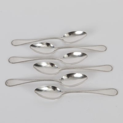 Los Nr. 303 Sechs silberne Teelöffel, Wilkens & Söhne, Bremen, 2. Hälfte 19. Jahrhundert