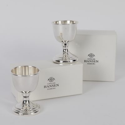 Los Nr. 308 Paar silberne Eierbecher, Hermann Bauer, Schwäbisch Gmünd, 20. Jh.