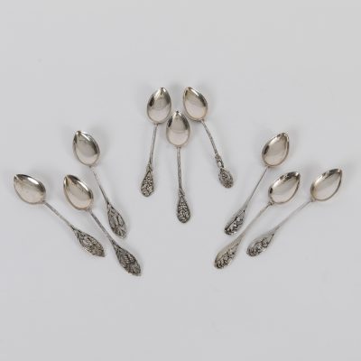 Los Nr. 315 Neun Teelöffel mit durchbrochenen Dekor, Christoph Widmann, Pforzheim, 1. Hälfte 20. Jahrhundert