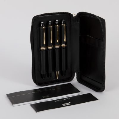 Los Nr. 399 4 Meisterstück Schreibgeräte im Original Etui „Meisterstück Leather Collection“, Montblanc, 20. Jh.