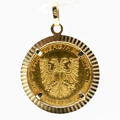 Los Nr. 105 Anhänger mit goldener Münze „Friedberg/ Hessen, in der goldenen Wetterau“, 20. Jh.