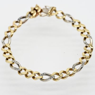 Los Nr. 107 Flachpanzerarmband mit 42 kleinen Melée-Brillanten, zus. ca. 0,42 ct, 80er Jahre