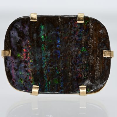 Los Nr. 109 Brosche/Anhänger mit rechteckigem Opalmatrix, Goldschmiedearbeit, 90er Jahre