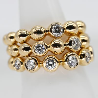 Los Nr. 125 3 Ringe mit je 1 + 3 + 7 Brillanten, zus. ca. 1,16 ct, BY KIM, Wempe, Hamburg, 21. Jh.