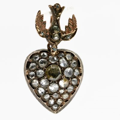 Los Nr. 134 Antiker Herz-Anhänger mit 33 Diamanten, zus. ca. 1,5 ct, 19. Jh.