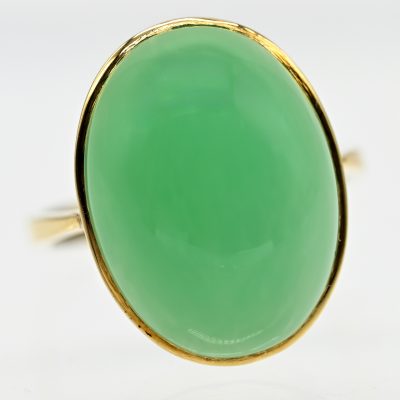 Los Nr. 160 Ring mit Chrysopras-Cabochon, 90er Jahre
