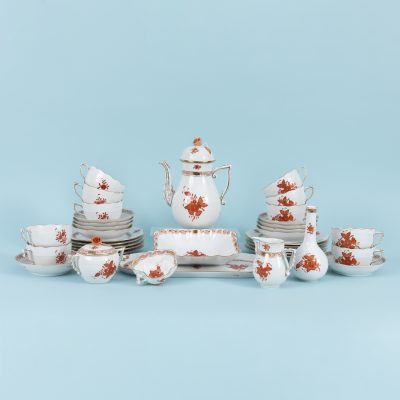 Los Nr. 211 Kaffeeservice für 10 Personen, Dekor „Apponyi Orange“, Herend, Ungarn, 20. Jh.