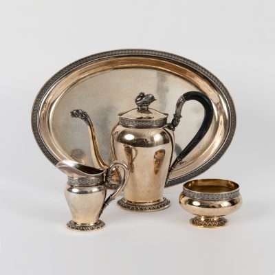 Los Nr. 249 4-teiliges vergoldetes Mokkaservice, Deutschland, 1. Hälfte 20. Jh.