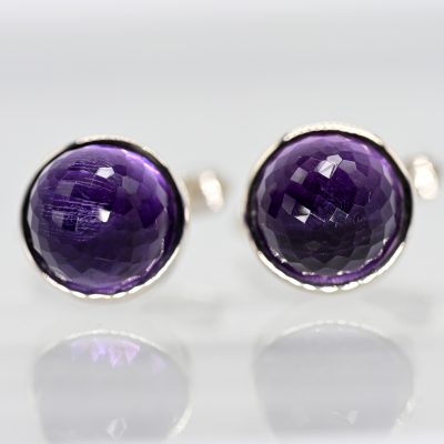 Los Nr. 039 Paar moderne Manschettenknöpfe mit Amethyst, Goldschmiedearbeit, N. M., 21. Jh.