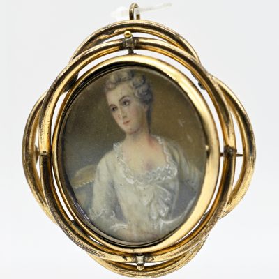 Los Nr. 064 Medaillonbrosche mit Miniatur, Biedermeier