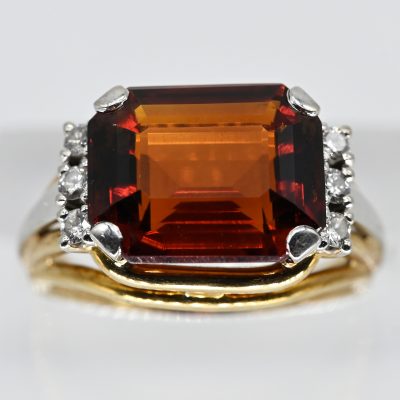 Los Nr. 007 Ring mit Madeira Topas und 6 Brillanten, 60er Jahre