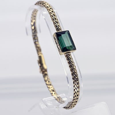 Los Nr. 008 Armband mit grünem Turmalin, 80er Jahre